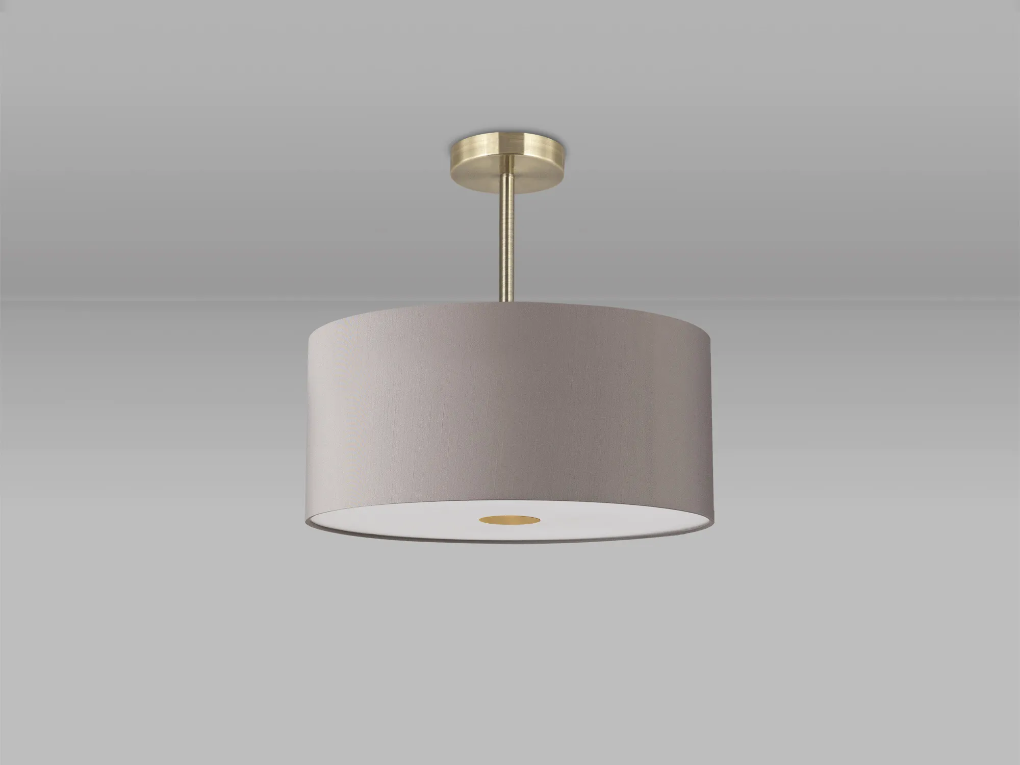 Baymont 40cm Semi Flush 3 Light Antique Brass, Grey, Frosted Diffuser DK0380  Deco Baymont AB GR